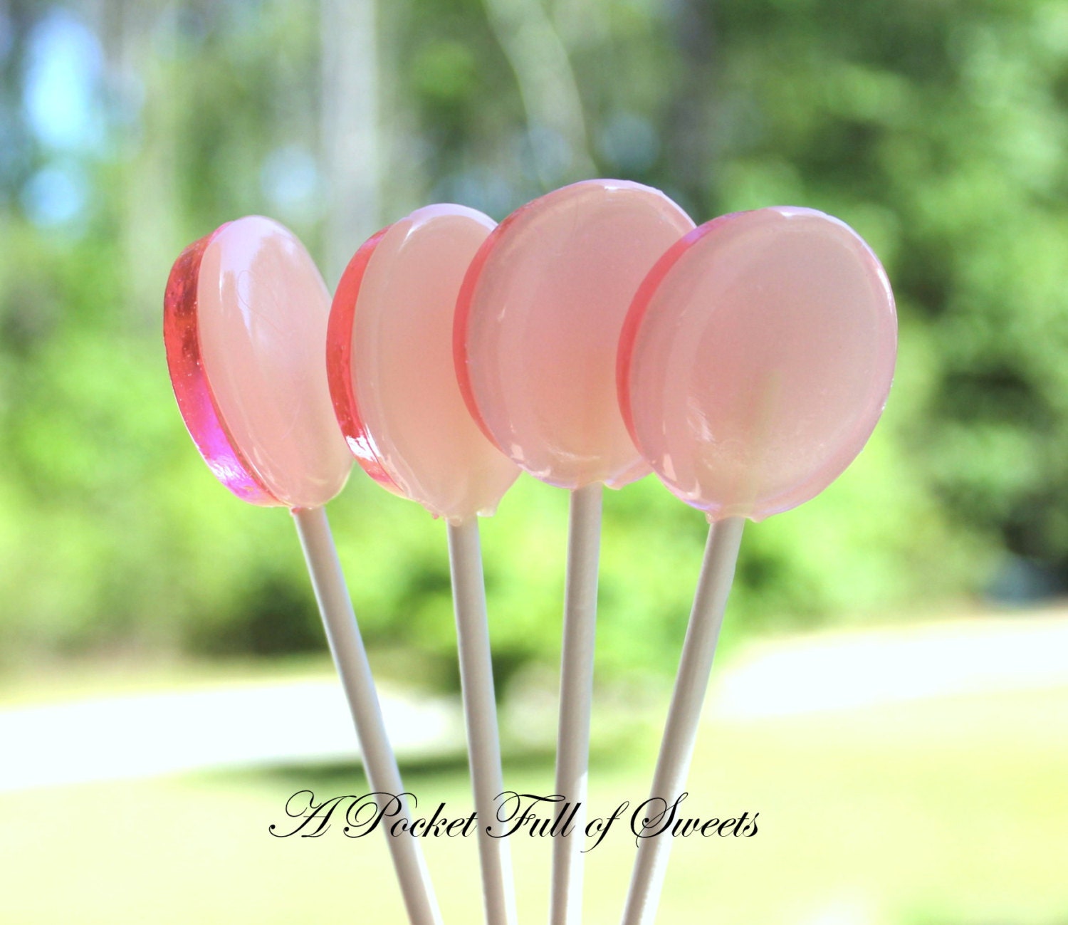 12 Strawberry Lemonade Gourmet Barley Sugar Hard Candy Lollipops Suckers Birthday Party Favors Baby Shower Wedding Favors Gifts