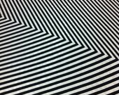 Black Chevron Striped Print Silk Fabric - Black and Off White  - By the yard
