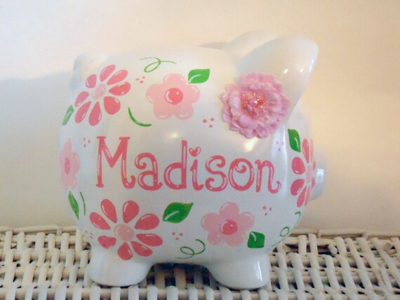 Personalized Hand Painted Piggy Bank With By Thepaintedpiggy