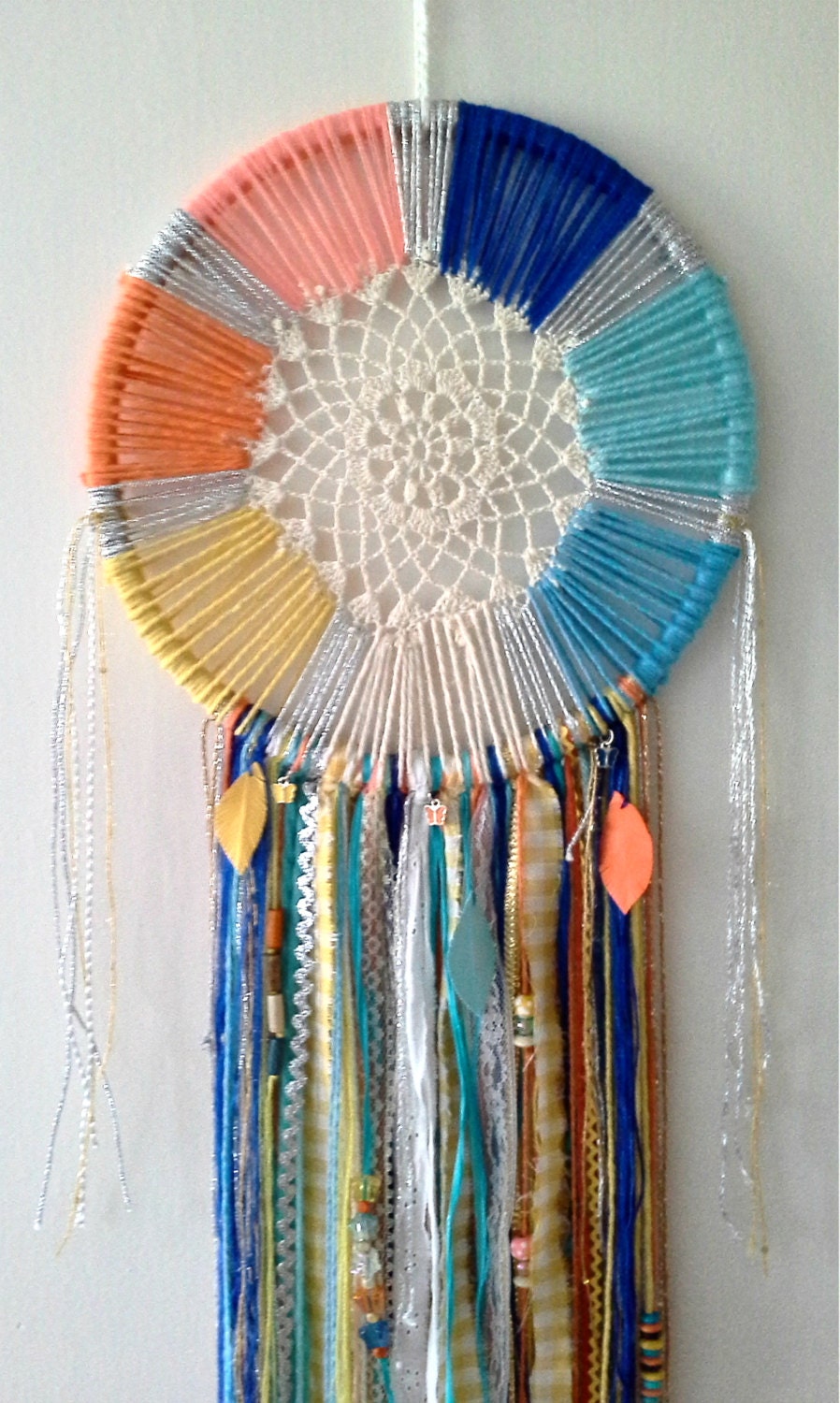 Colorful Dreamcatcher with Doily Beads by StylishStuffBySteph