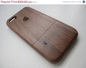 ON SALE Iphone 5 case - wooden cases walnut, cherry or bamboo wood - Apple logo