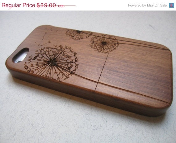 ON SALE Iphone 5 case - wooden cases bamboo, cherry and walnut wood - Dandelion