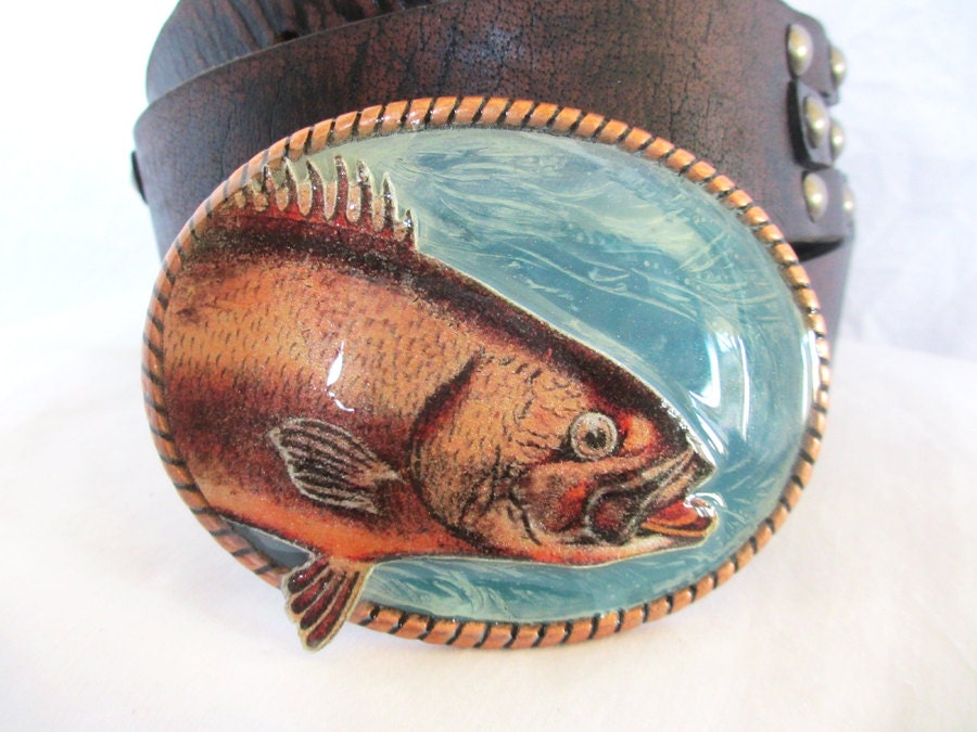 Big Bad Black Bass Fish Belt Buckle Copper Finish