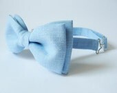 Mens bow tie by Bartek Design - groom wedding classic retro necktie chic handmade gift for him ready to wear - linen light blue
