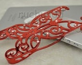 Iphone 5 Case - Handmade Luxury Lovely Red Chrome Butterfly Hollow Pattern With Bling Crystal Rhinestone Case Cover Skin For Iphone 5 5G
