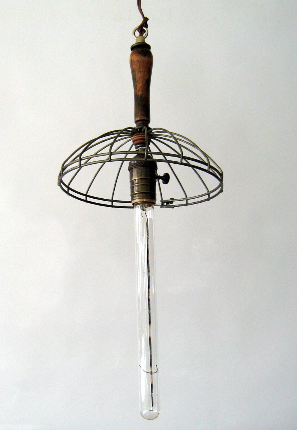 Large  "Trouble Light Cage Pendant" lamp - decorative drop  light