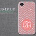 Personalized iphone 4 case - iphone 4s case - plastic or silicone rubber - coral and glittery chevron monogram ( NOT ACTUAL GLITTER )