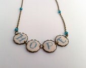 Hand embroidery Hope necklace