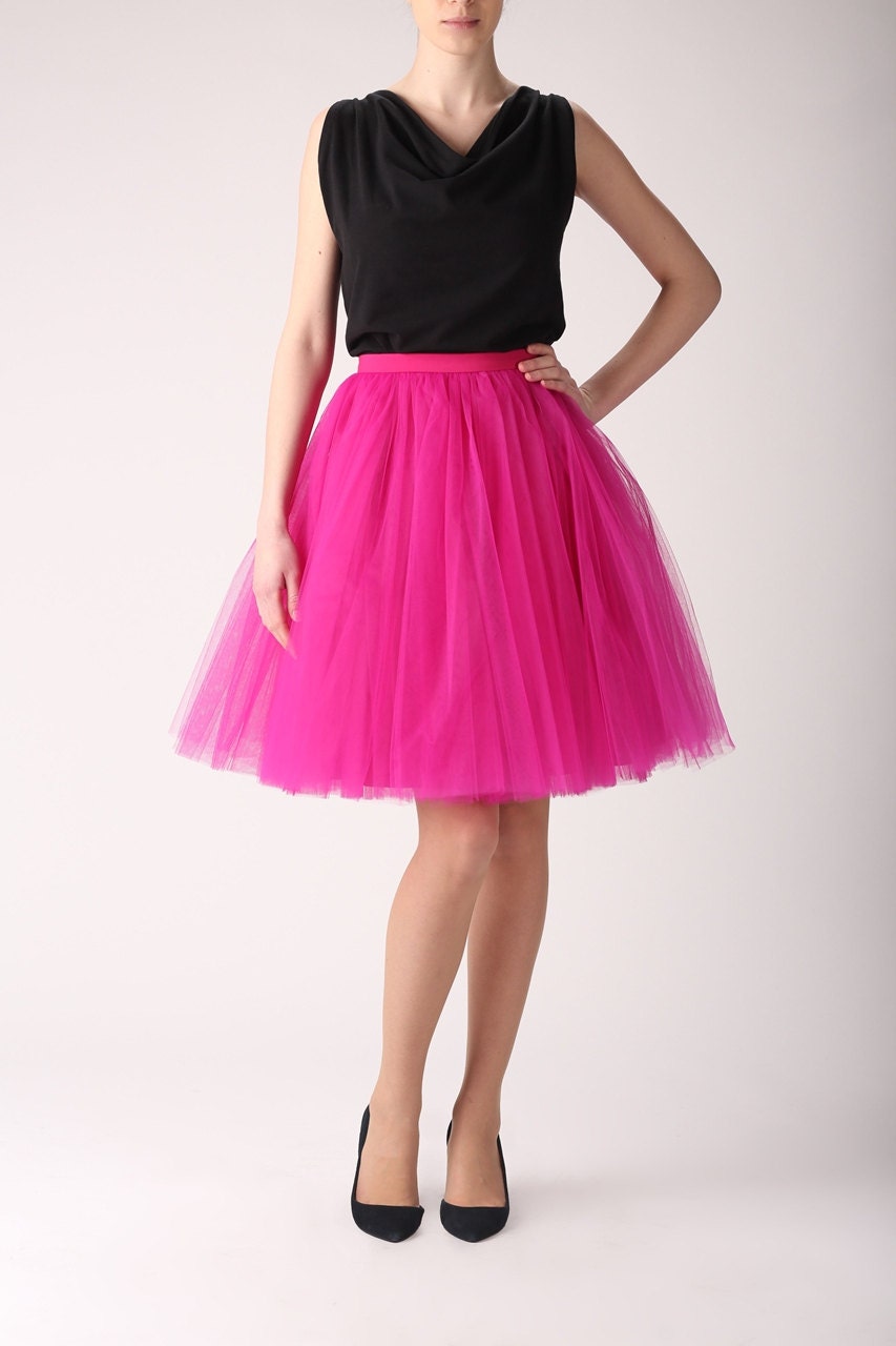 Adult pink tulle skirt, fuxia tutu skirt, petticoat, wedding skirt, custom made to order