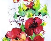 Original Floral Watercolor Abstract Painting - Botanical Illustration by Lana Moes