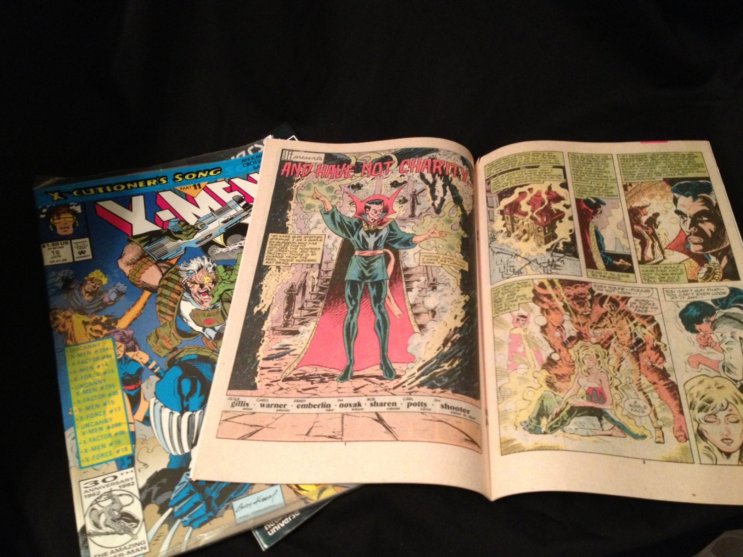Vintage 10 Comic Books, Ephemera Paper Collage Kit - X-Men, Dr. Strange, Spiderman