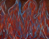 Abstract Original Artwork, Christian Art, Prophetic Art, Red, Blue, Fire, Flames, Acrylic Painting