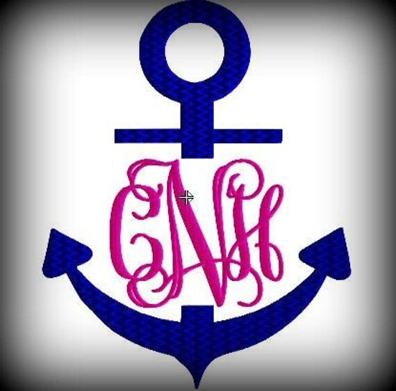 Anchor Monogram Embroidery Design by TrendyTigerDesigns on Etsy