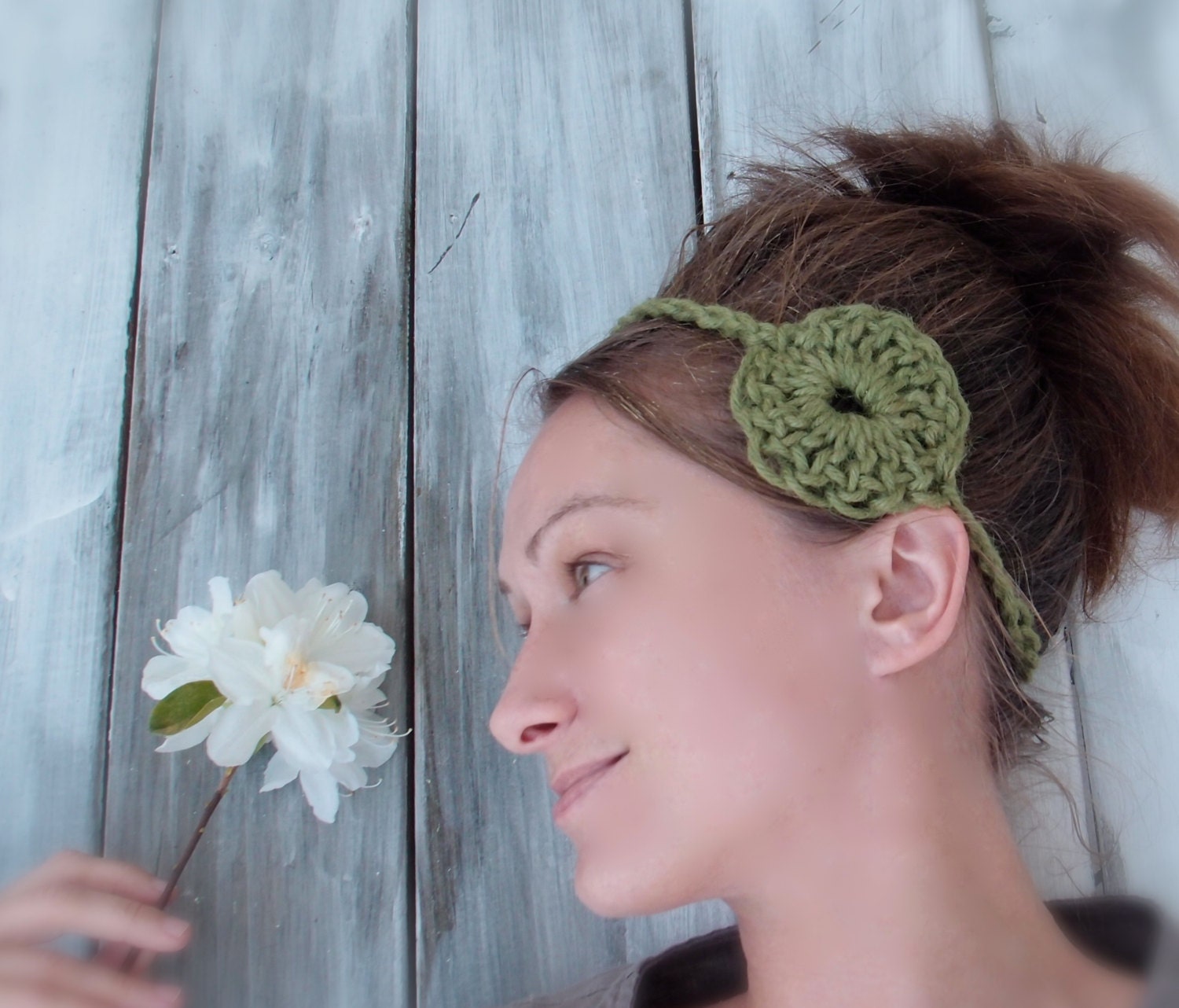 Headband, Rustic, Woodland, Country Farmhouse Bridal, Fairy, Green Summer Headband / Shabby chic