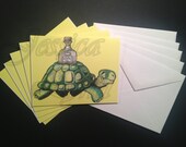 5 Pack of Rendition of Guinness Beer Turtle with Patron Tequila Bottle 4.25" x 5.5" Blank Folded Note/Greeting Cards with Envelopes