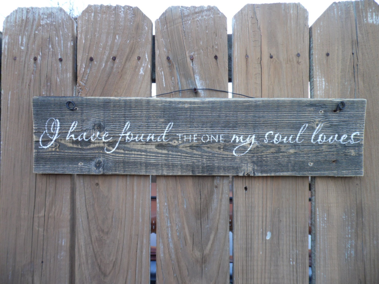 wooden sign, quote sign, i have found the one my soul loves, shabby chic sign, wall hanging