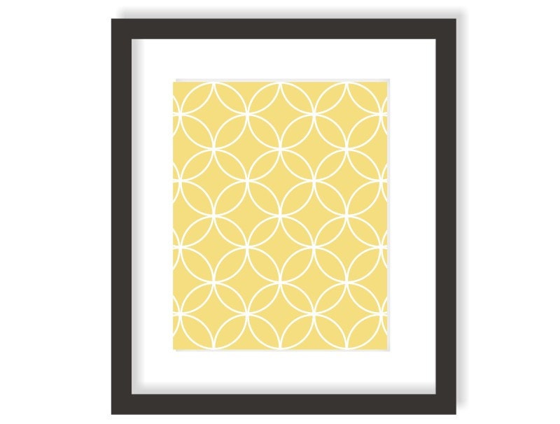 Overlapping Circles Modern Wall Art Print Yellow by twowhiteowls