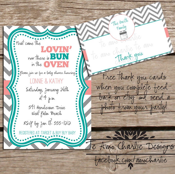 Printable Baby Shower Invitations - Baby Shower Invitations - Bun in the Oven Baby Shower Invitations - Baby Shower