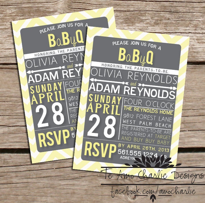 Printable Baby Shower Invitations - BaByQ (Baby BBQ) Shower Invitations
