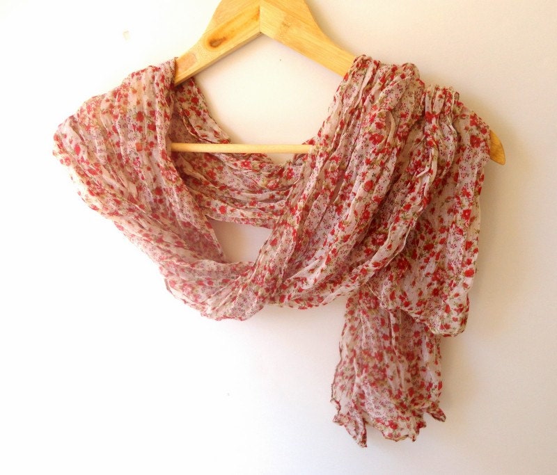 summer fashion scarf, women scarves , floral print  wrinkled fabric scarf , trendscarf
