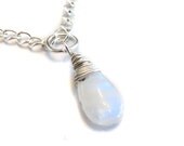 Rainbow Moonstone Necklace - Silver Gemstone Necklace