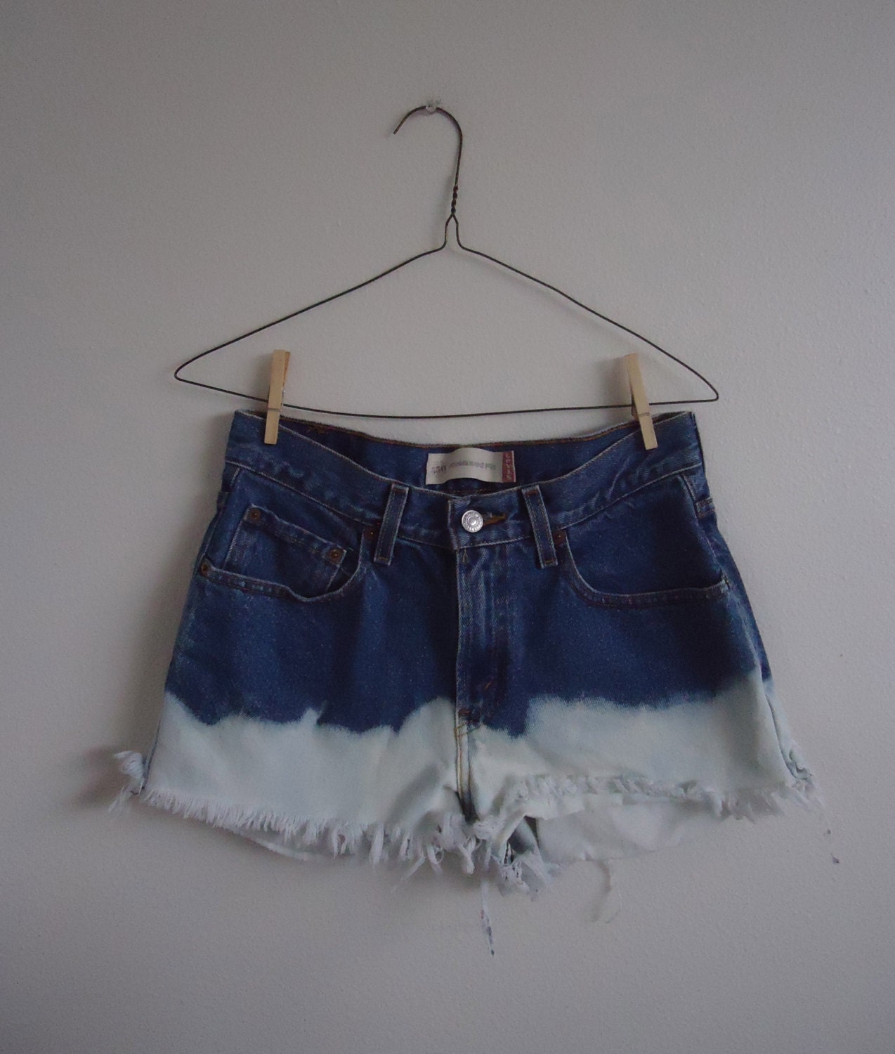 Dip Dye Bleached High Waisted Shorts