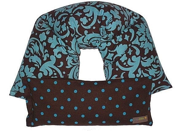 REMOVABLE COVER Neck & Shoulder Wrap Eye Pillow Set Heating Pad Flaxseed Your Choice of SCENTS Ice Pack (Chocolat) Blue, Brown Damask
