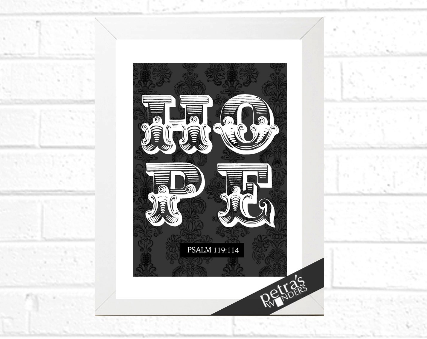 Scripture art  Hope Wall art Bible verse Psalm 119:114,  Christian HOPE print -- Modern wall decor - Custom Hope art Print in a frame.