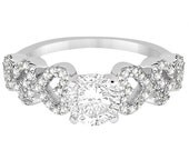 0.30ct Unique Heart Design Diamond Engagement Ring Setting 18k White Gold