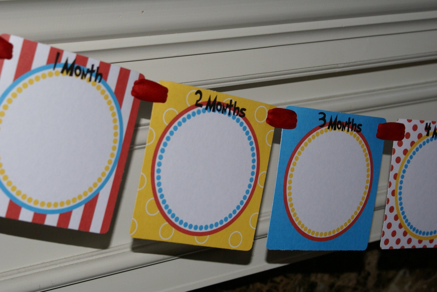 First Year Photo Banner (Red, Yellow & Turquoise) - INSTANT DOWNLOAD by Party Paper Printables