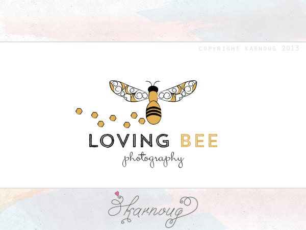 One of a kind, Custom, Premade, Hand drawn Bee Logo Design