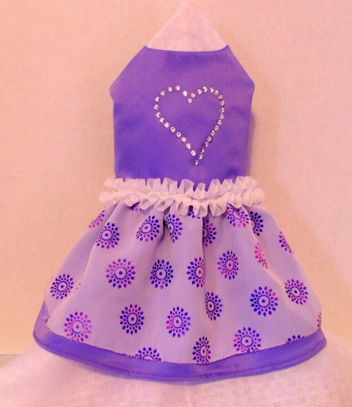 Dog dress, Lilac Satin, with White Organza Skirt