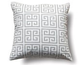Gray Greek Key Pillow Insert included 18X18 inch