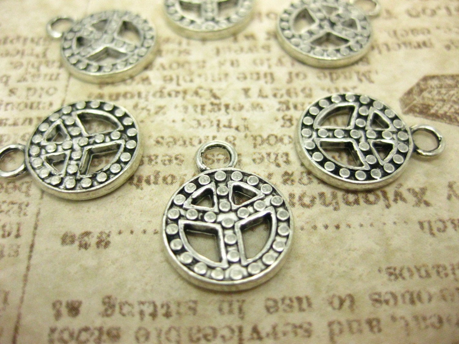 10 Peace sign charms ( double sided ) 15X11MM  tibetan silver
