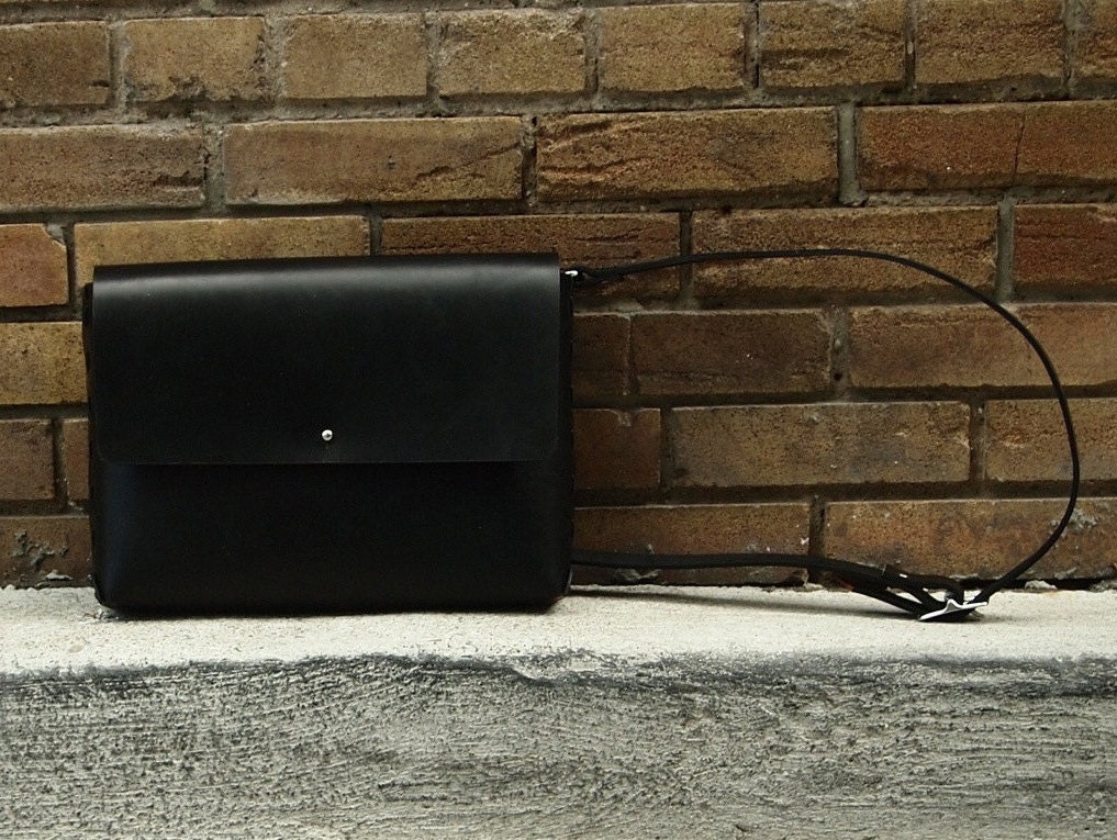 Black Leather Messenger Bag