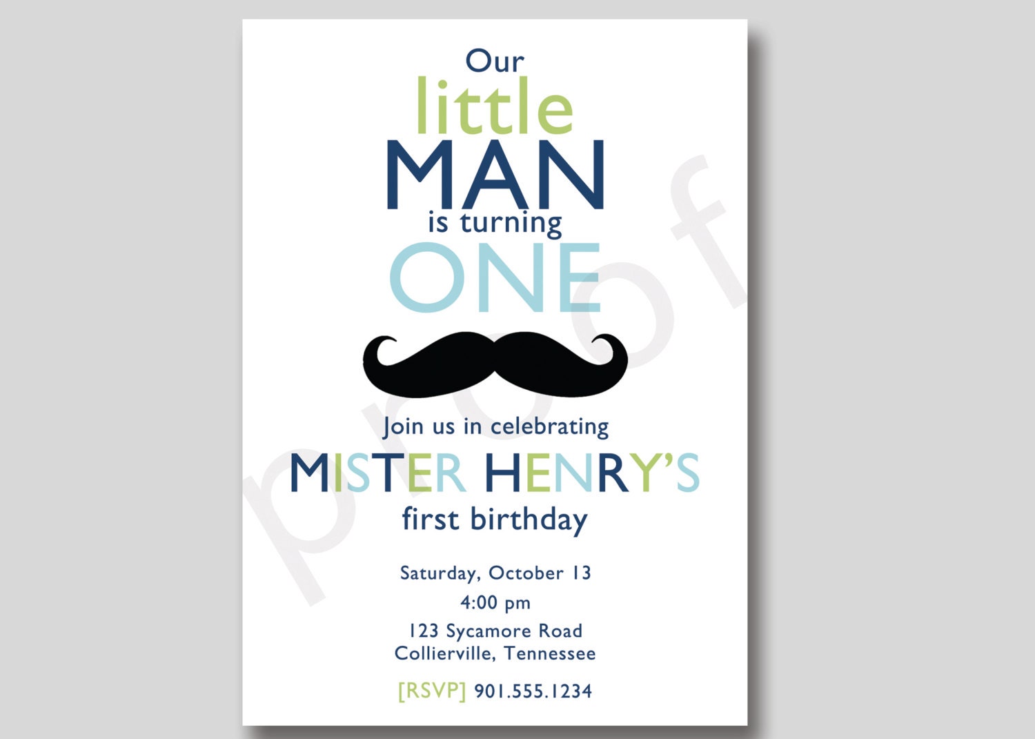 Little Man Mustache Birthday Invitation - Custom DIY Printable