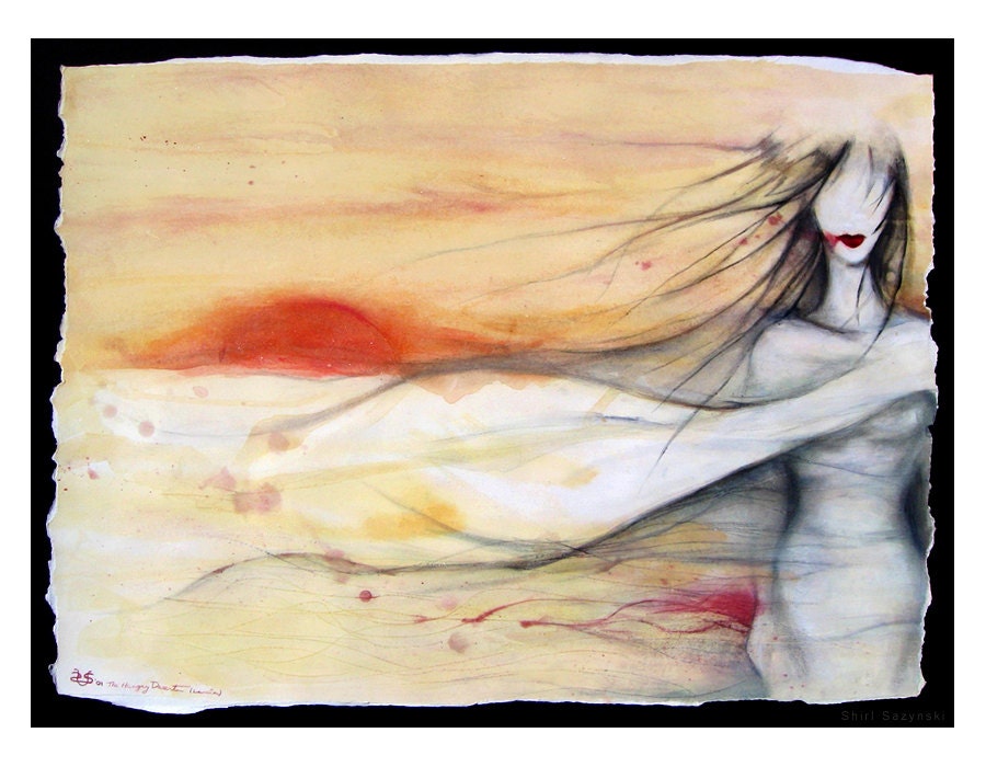 The Hungry Desert - Anat Desert Goddess art - 8.5x11 archival art print