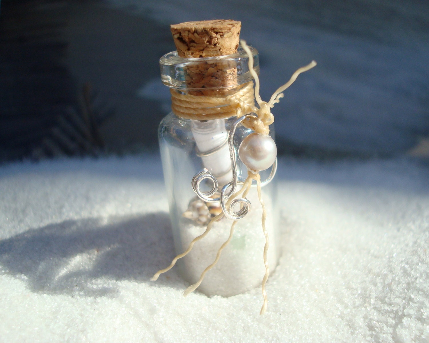 Miniature Message in a Bottle, with Vacation Memories, Wedding Favors, Personalized (005)