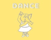 DIY Dancing Elephant nursery print 12x12" decorative poster yellow grey nursery wall decor ornament decoration housewares instant download