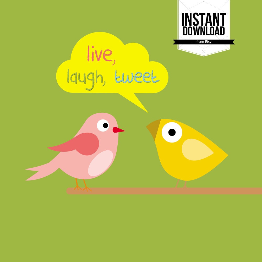 DIY birds nursery print 12x12" decorative poster yellow grey nursery wall decor ornament decoration housewares instant download