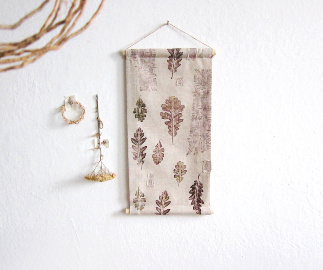 Wall Hanging - Hand stamped fabric, OOAK