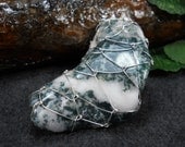 OOAK Wire Wrapped India Green Tree Agate Gemstone Home or Office Decor/Conversation Piece