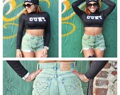 Peace, Love & Grunge Vintage High Waist Shorts