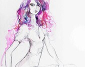 Lavender Girl - 9 x 12 Original Illustration