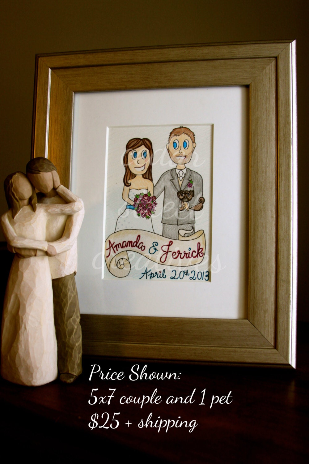 5x7 Wedding Couple Custom Illustration