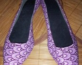 Purple Flat pointees in colorful african fabric (ankara) US size 9 Custom made