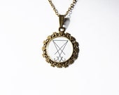 Sigil of Lucifer (Seal of Satan) - Handmade Vintage Cameo Pendant Necklace