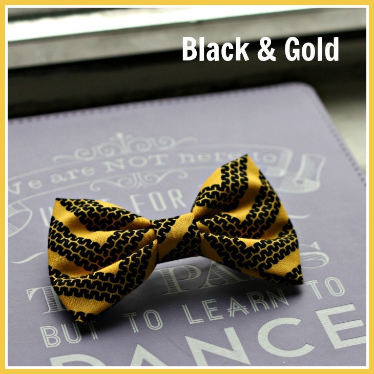 Black & Gold Chevron Preppy Hair Bow