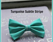 Turquoise Subtle Stripe Preppy Hair Bow