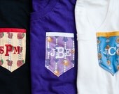 Custom Monogrammed Frocket Tee, Available in 8 Sorority Prints and 5 Preppy Prints